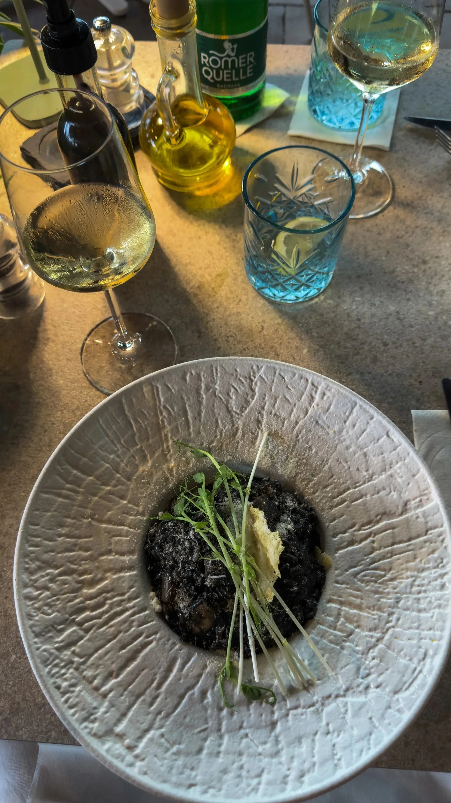 Black risotto with cuttlefish at Restaurant La Bohème in Cavtat