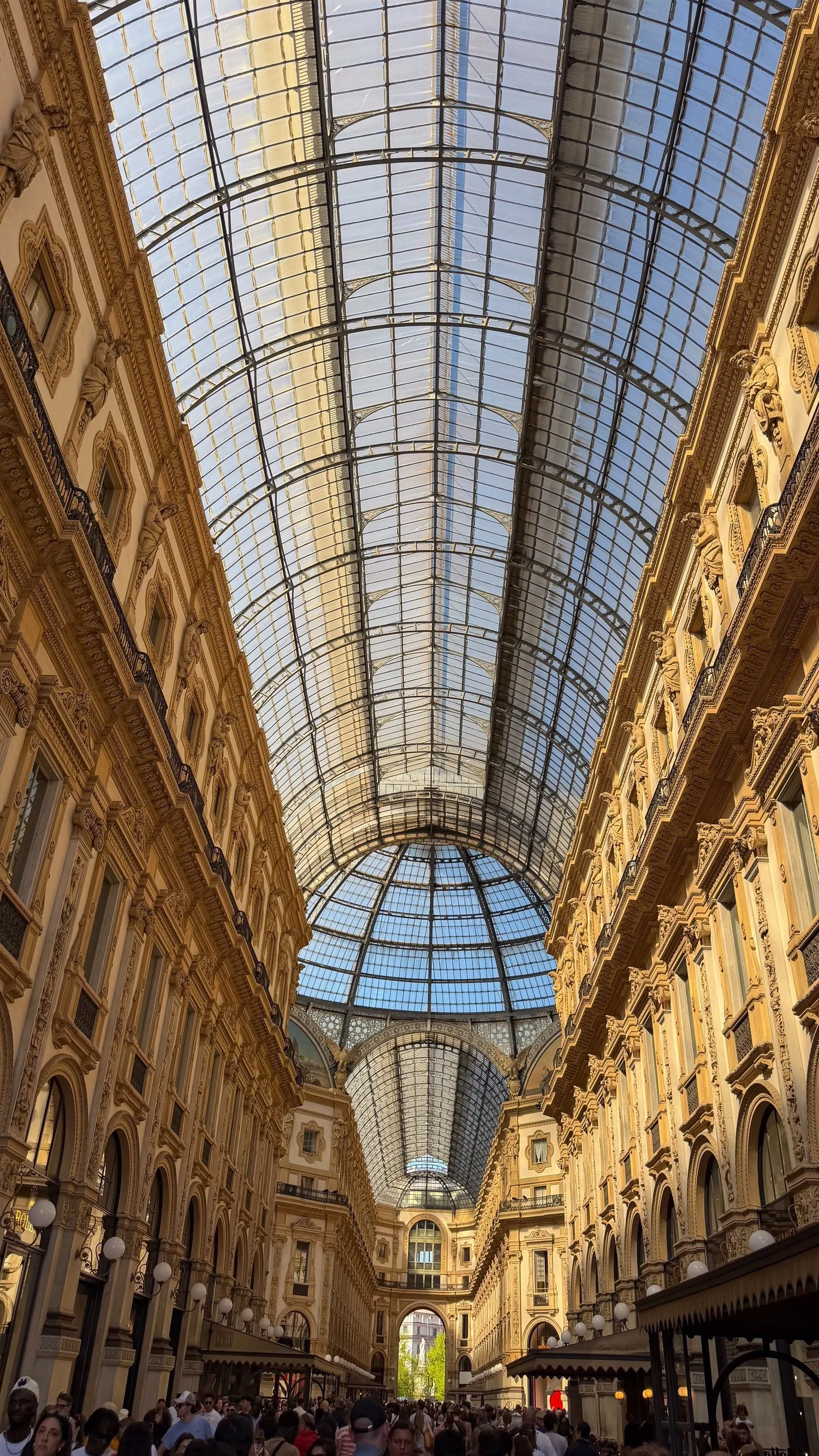 The glass-vaulted shopping arcade of Galleria Vittorio Emanuele II.